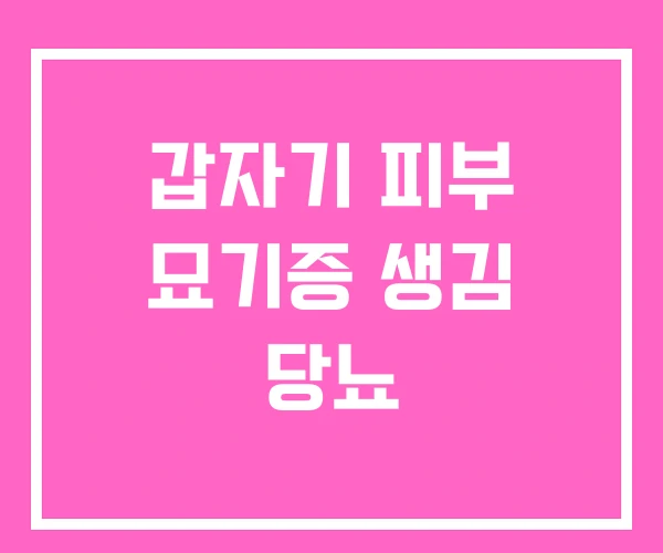 갑자기 피부 묘기증 생김 당뇨 갑자기 피부 묘기증 생김 당뇨