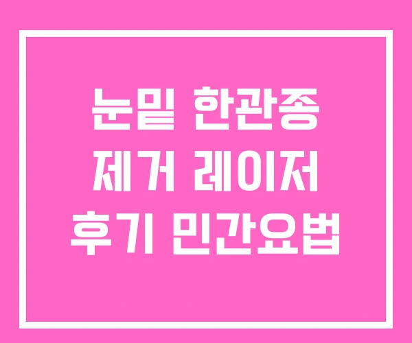 눈밑 한관종 제거 레이저 후기 민간요법 눈밑 한관종 제거 레이저 후기 민간요법
