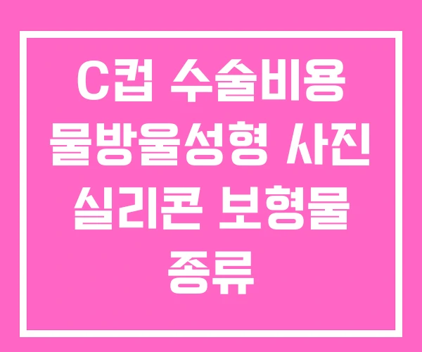 C컵 수술비용 물방울성형 사진 실리콘 보형물 종류
