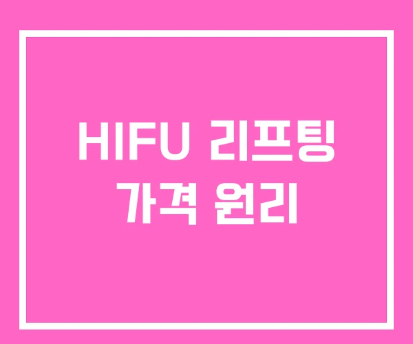 HIFU 리프팅 가격 원리 HIFU 리프팅 가격 원리