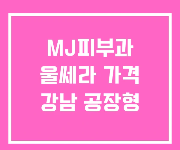 MJ피부과 울쎄라 가격 강남 공장형 MJ피부과 울쎄라 가격 강남 공장형