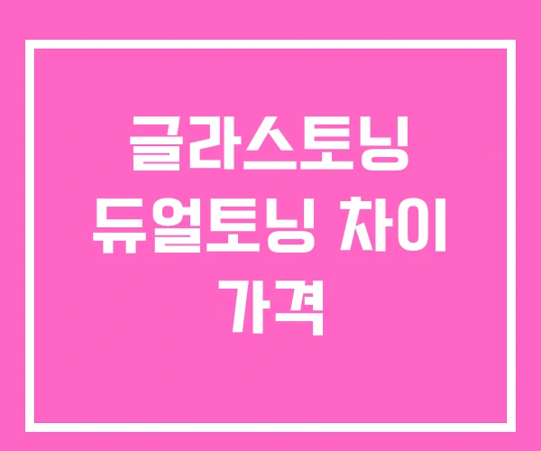 글라스토닝 듀얼토닝 차이 가격