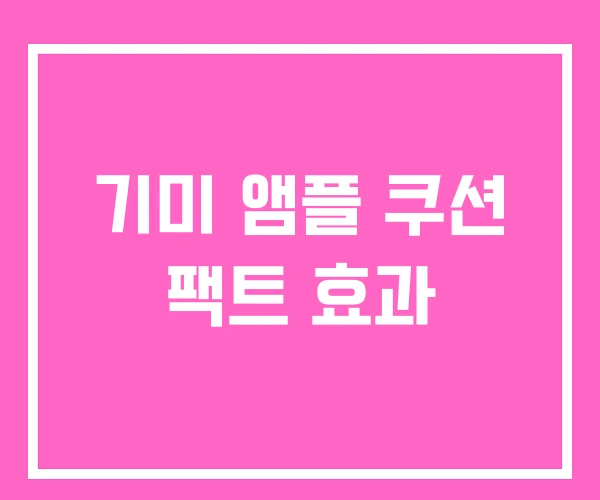 기미 앰플 쿠션 팩트 효과