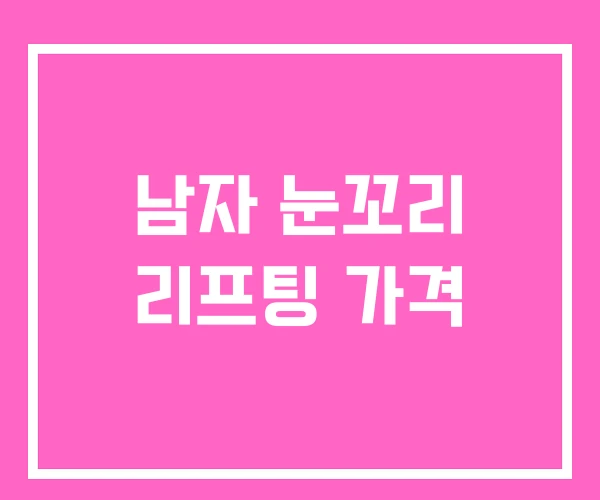 남자 눈꼬리 리프팅 가격