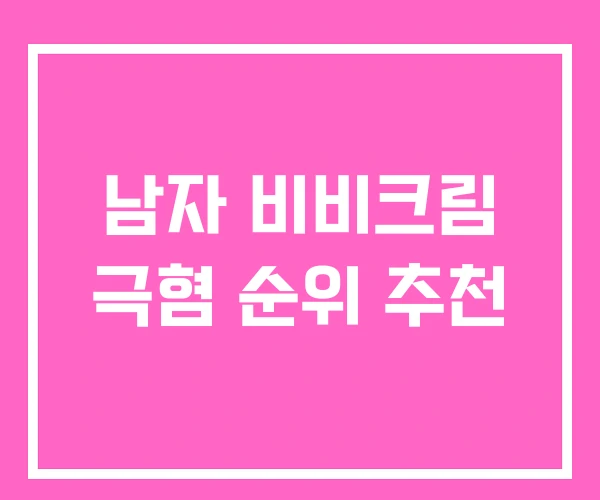 남자 비비크림 극혐 순위 추천
