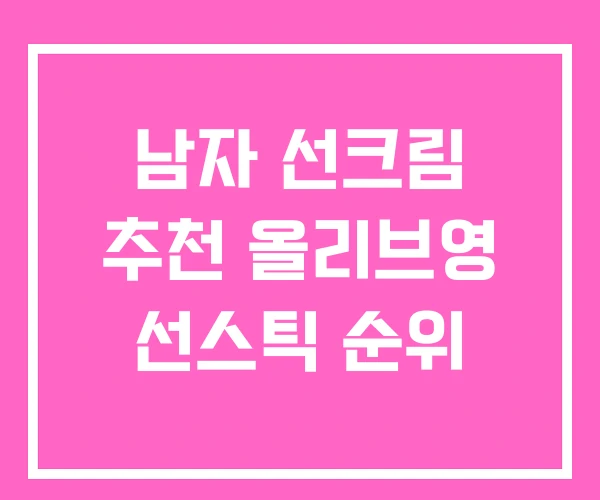 남자 선크림 추천 올리브영 선스틱 순위 남자 선크림 추천 올리브영 선스틱 순위