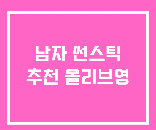 남자 썬스틱 추천 올리브영