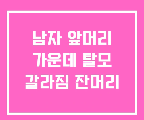 남자 앞머리 가운데 탈모 갈라짐 잔머리