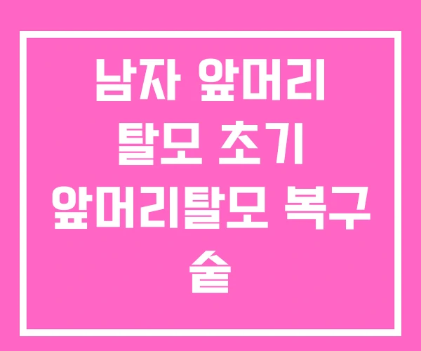 남자 앞머리 탈모 초기 앞머리탈모 복구 숱