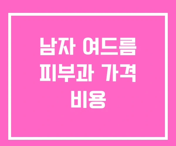 남자 여드름 피부과 가격 비용 남자 여드름 피부과 가격 비용