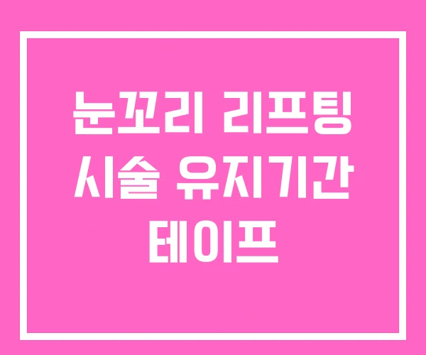 눈꼬리 리프팅 시술 유지기간 테이프 눈꼬리 리프팅 시술 유지기간 테이프