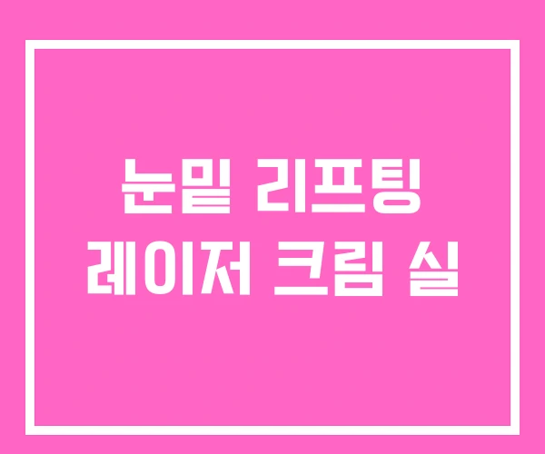 눈밑 리프팅 레이저 크림 실 눈밑 리프팅 레이저 크림 실