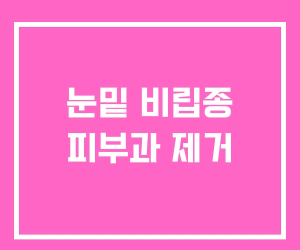 눈밑 비립종 피부과 제거 눈밑 비립종 피부과 제거