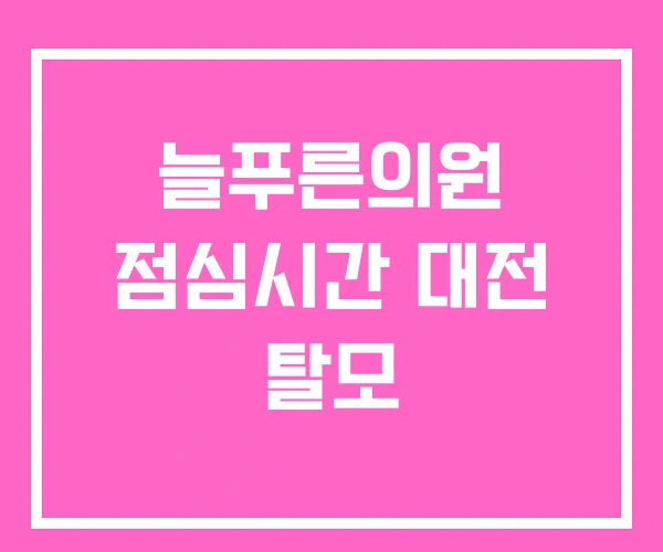 늘푸른의원 점심시간 대전 탈모