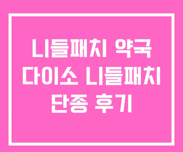 니들패치 약국 다이소 니들패치 단종 후기 니들패치 약국 다이소 니들패치 단종 후기