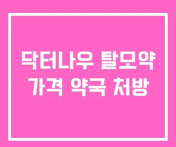 닥터나우 탈모약 가격 약국 처방