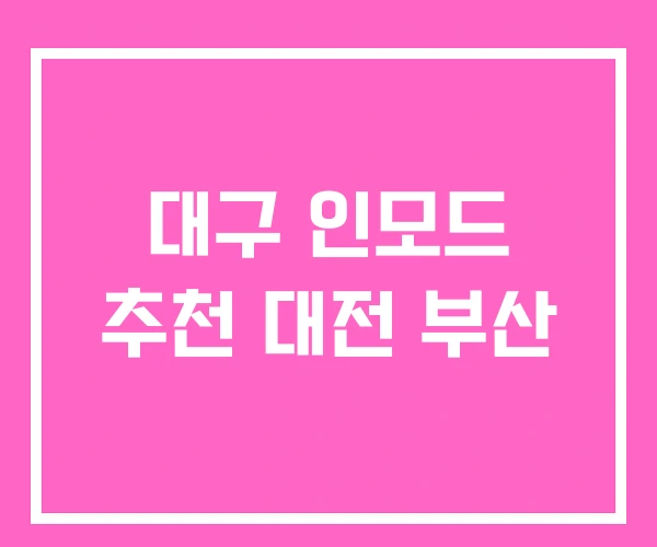 대구 인모드 추천 대전 부산
