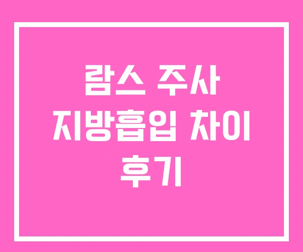 람스 주사 지방흡입 차이 후기