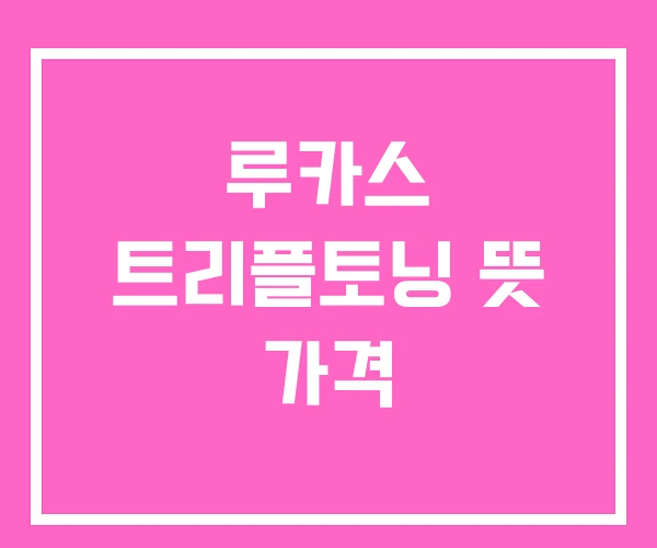 루카스 트리플토닝 뜻 가격