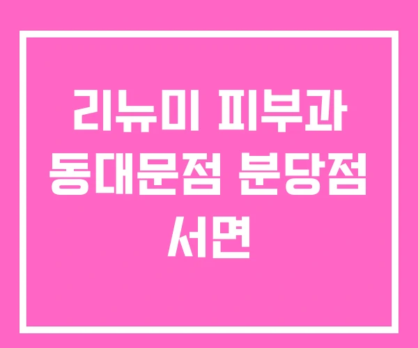 리뉴미 피부과 동대문점 분당점 서면