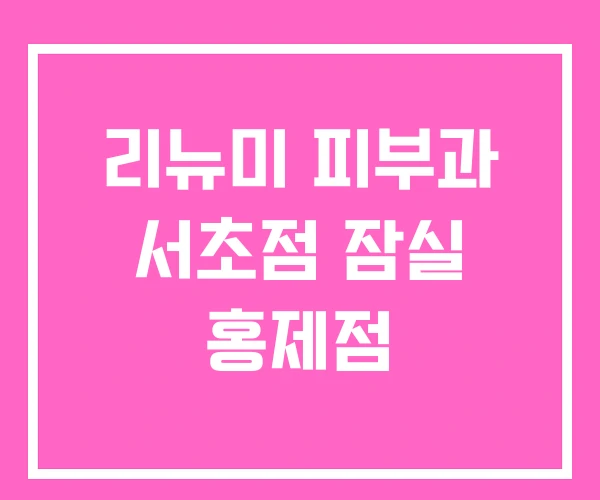 리뉴미 피부과 서초점 잠실 홍제점