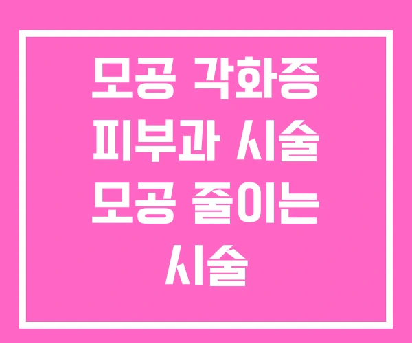 모공 각화증 피부과 시술 모공 줄이는 시술 모공 각화증 피부과 시술 모공 줄이는 시술