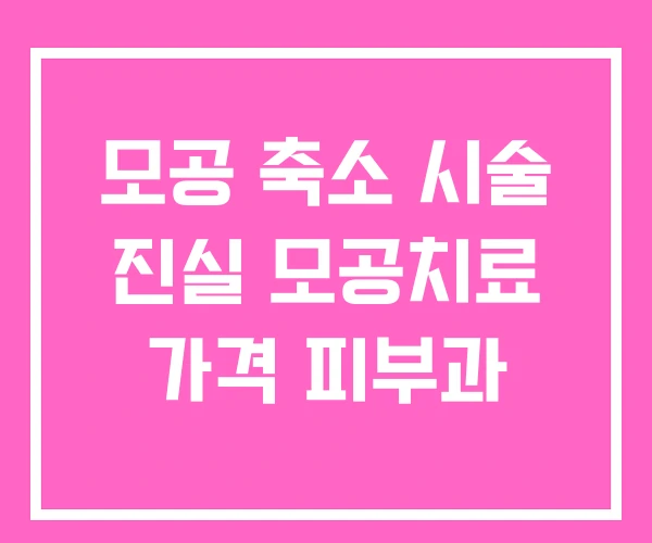 모공 축소 시술 진실 모공치료 가격 피부과