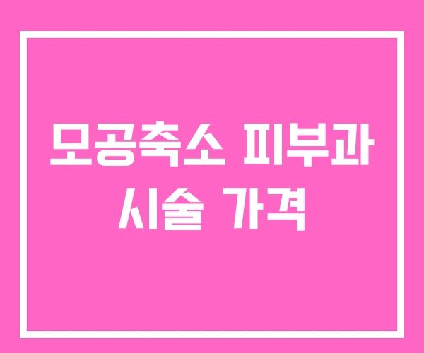 모공축소 피부과 시술 가격