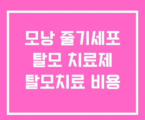 모낭 줄기세포 탈모 치료제 탈모치료 비용