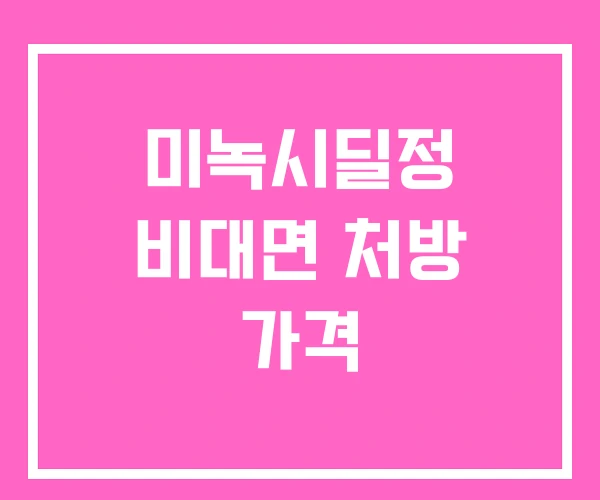 미녹시딜정 비대면 처방 가격