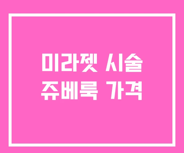 미라젯 시술 쥬베룩 가격