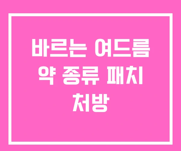 바르는 여드름 약 종류 패치 처방