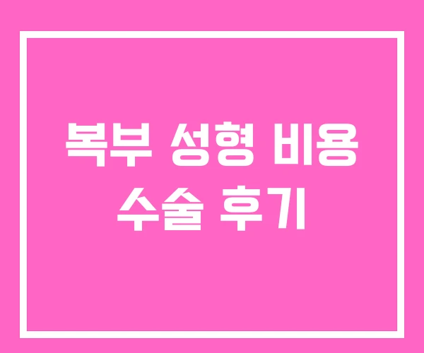 복부 성형 비용 수술 후기