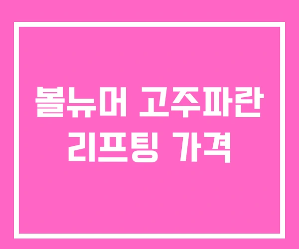 볼뉴머 고주파란 리프팅 가격