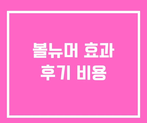 볼뉴머 효과 후기 비용 볼뉴머 효과 후기 비용