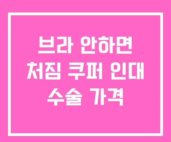 브라 안하면 처짐 쿠퍼 인대 수술 가격