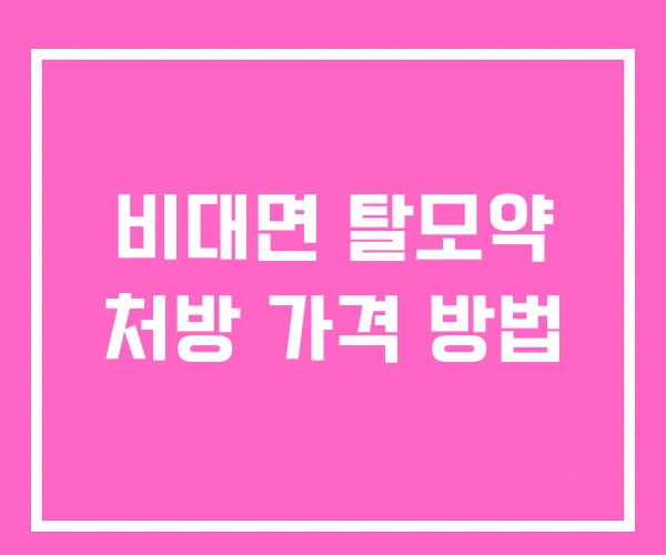 비대면 탈모약 처방 가격 방법