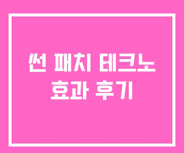 썬 패치 테크노 효과 후기