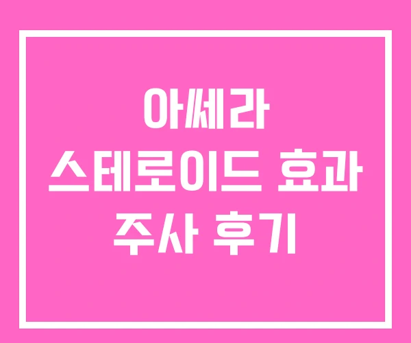 아쎄라 스테로이드 효과 주사 후기 아쎄라 스테로이드 효과 주사 후기