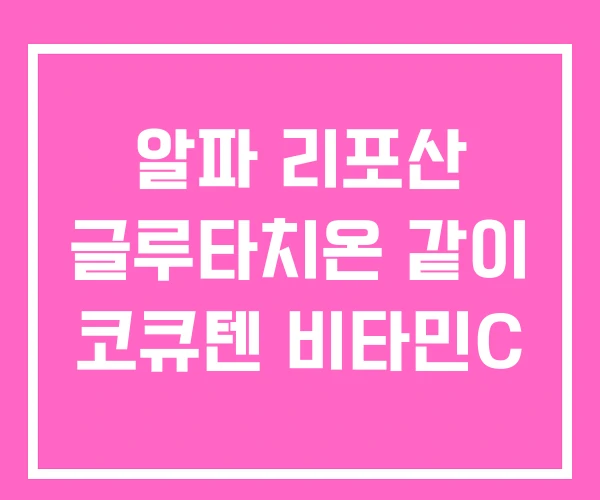 알파 리포산 글루타치온 같이 코큐텐 비타민C