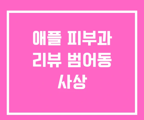 애플 피부과 리뷰 범어동 사상 애플 피부과 리뷰 범어동 사상