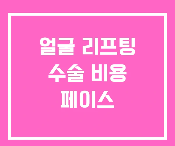 얼굴 리프팅 수술 비용 페이스