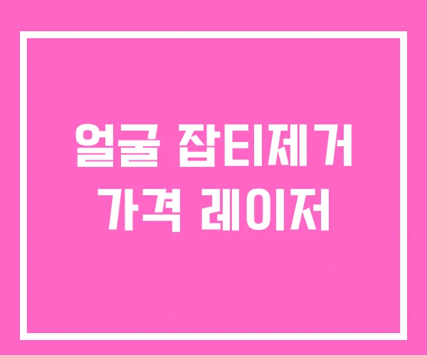 얼굴 잡티제거 가격 레이저