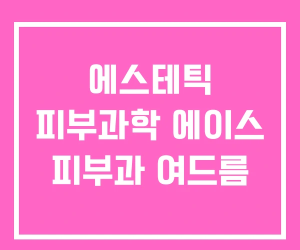 에스테틱 피부과학 에이스 피부과 여드름