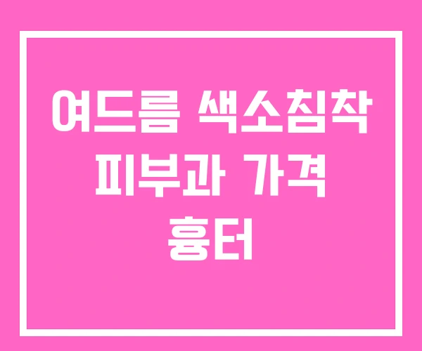 여드름 색소침착 피부과 가격 흉터