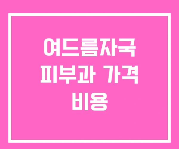여드름자국 피부과 가격 비용