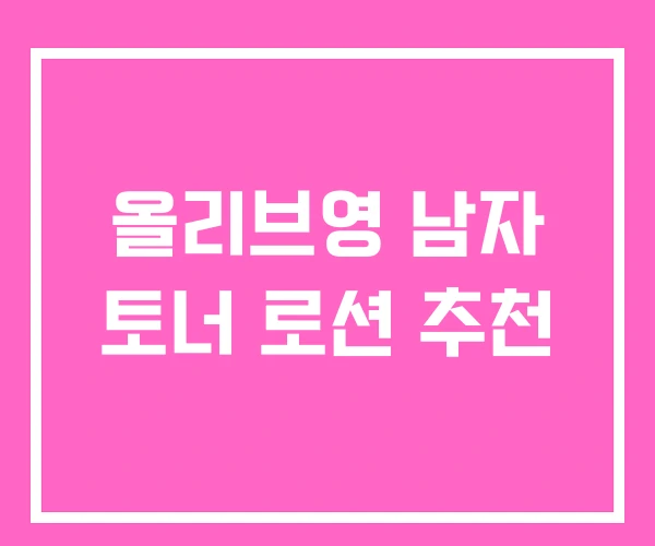 올리브영 남자 토너 로션 추천