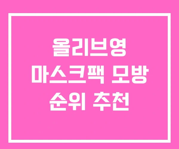 올리브영 마스크팩 모방 순위 추천