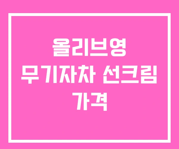 올리브영 무기자차 선크림 가격