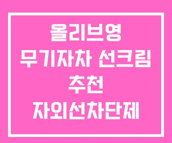 올리브영 무기자차 선크림 추천 자외선차단제